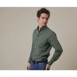 Chemise Manches Longues Coton Et Lin Vert Foncé - COLTEN 11 Chemise Manches Longues Coton Et Lin Vert Foncé - COLTEN -Magasin De Bexley 01517059 colten vert fonce 3