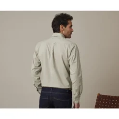 Chemise Manches Longues Coton Et Lin Vert Tilleuil - COLTEN -Magasin De Bexley 015170b6 colten vert tilleuil 2 1