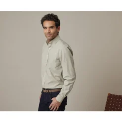 Chemise Manches Longues Coton Et Lin Vert Tilleuil - COLTEN -Magasin De Bexley 015170b6 colten vert tilleuil 3 1