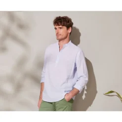 Chemise Tunique Coton Lin à Rayures Fines Bleues Et Blanches - VALBERT 11 Chemise Tunique Coton Lin à Rayures Fines Bleues Et Blanches - VALBERT -Magasin De Bexley 0152200a valbert bleu et blanc 3