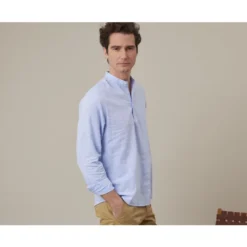 Chemise Tunique Coton Lin Bleu - VALBERT -Magasin De Bexley 015220b7 valbert chambray bleu 3