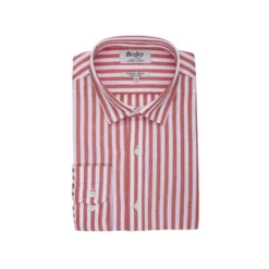Chemise Coton Lin Rayée Corail Et Blanche - SIMONIN -Magasin De Bexley 015270a4 simonin corail et blanc 4 bis