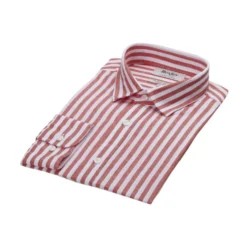 Chemise Coton Lin Rayée Corail Et Blanche - SIMONIN -Magasin De Bexley 015270a4 simonin corail et blanc 5 bis