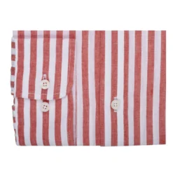 Chemise Coton Lin Rayée Corail Et Blanche - SIMONIN -Magasin De Bexley 015270a4 simonin corail et blanc 6