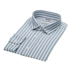 Chemise Coton Lin Rayée Verte Et Blanche - SIMONIN -Magasin De Bexley 015270cw simonin vert et blanc 5 bis