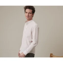 Chemise Seersucker à Rayures Fines Beiges Et Blanches - COLBERT -Magasin De Bexley 015280cz colbert beige et blanc 3