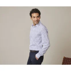 Chemise Blanche Homme à Imprimé Fleuri Bleu - ELDORIC -Magasin De Bexley 0153905i eldoric blanc et bleu 3 1