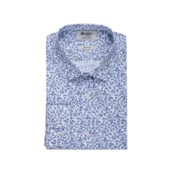 Chemise Blanche Homme à Imprimé Fleuri Bleu - ELDORIC -Magasin De Bexley 0153905i eldoric blanc et bleu 4 bis