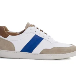 Sneakers Cuir Homme Blanc Beige Et Bleu - BERRINGA