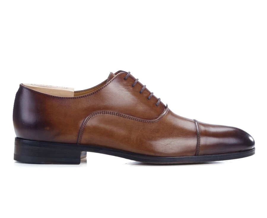 Richelieu Cognac Patiné Homme Semelle Cuir - RICKFORD 3 Richelieu Cognac Patiné Homme Semelle Cuir - RICKFORD