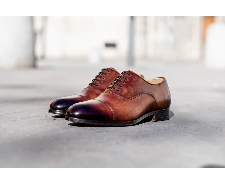 Richelieu Cognac Patiné Homme Semelle Cuir - RICKFORD 8 Richelieu Cognac Patiné Homme Semelle Cuir - RICKFORD – Image 6