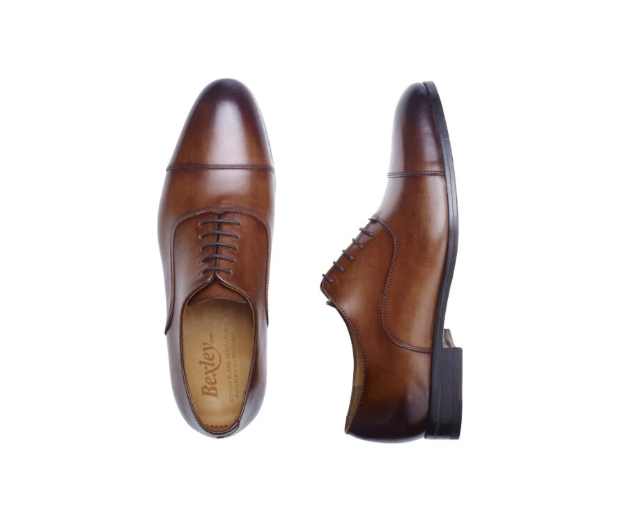 Richelieu Cognac Patiné Homme Semelle Cuir - RICKFORD 5 Richelieu Cognac Patiné Homme Semelle Cuir - RICKFORD – Image 3