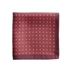 Pochette De Costume En Soie à Pois Bordeaux Et Blanc