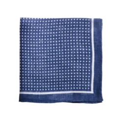 Pochette De Costume Lin à Pois Marine Et Blanc