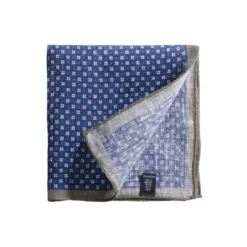 Pochette De Costume Homme Lin Motif Fleuri Marine Et Taupe -Magasin De Bexley 015660bi pochette lin motif fleuri marine et taupe 2