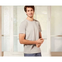 Tee-shirt Coton Bio Uni Gris Chiné Clair - EDGAR III -Magasin De Bexley 0156900l edgar iii gris chine clair 3