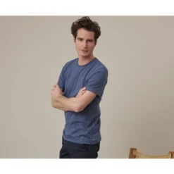 Tee-shirt Coton Bio Uni Bleu Gris - EDGAR III -Magasin De Bexley 0156905x edgar iii bleu gris 3