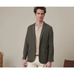 Blazer Lin Homme Olive Foncé - LUBIN