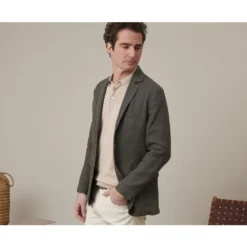 Blazer Lin Homme Olive Foncé - LUBIN -Magasin De Bexley 01570049 blazer lubin olive fonce 3