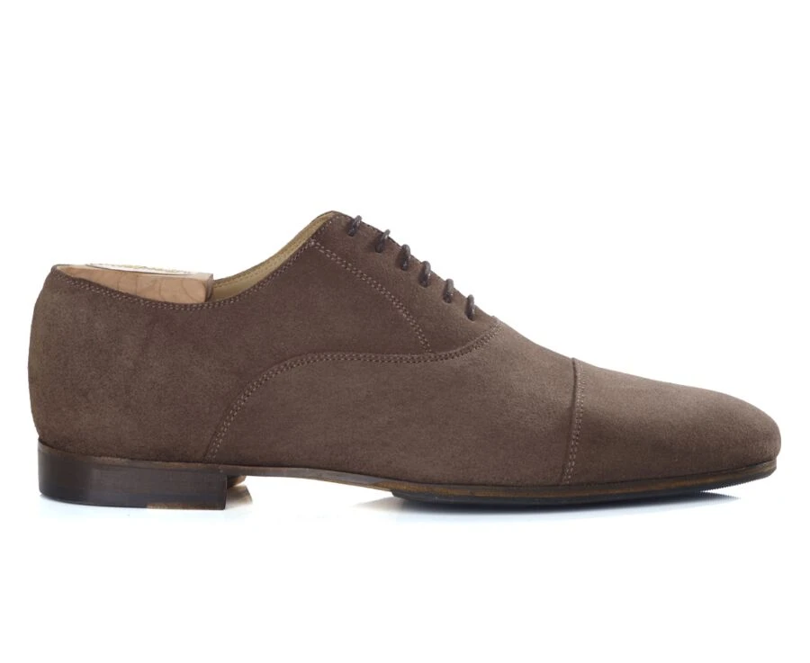 Richelieu Homme Velours Taupe Foncé Semelle Cuir Patin Gomme - LENNOX PATIN 8 Richelieu Homme Velours Taupe Foncé Semelle Cuir Patin Gomme - LENNOX PATIN – Image 6