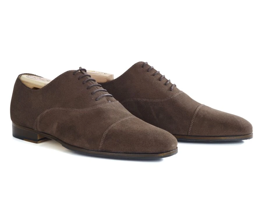 Richelieu Homme Velours Taupe Foncé Semelle Cuir Patin Gomme - LENNOX PATIN 4 Richelieu Homme Velours Taupe Foncé Semelle Cuir Patin Gomme - LENNOX PATIN – Image 2