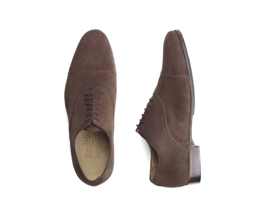 Richelieu Homme Velours Taupe Foncé Semelle Cuir Patin Gomme - LENNOX PATIN 5 Richelieu Homme Velours Taupe Foncé Semelle Cuir Patin Gomme - LENNOX PATIN – Image 3
