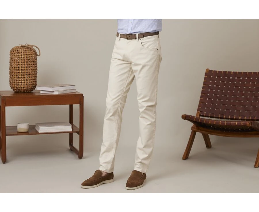 Pantalon 5 Poches Homme Écru - KARSON 3 Pantalon 5 Poches Homme Écru - KARSON