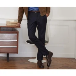 Pantalon Habillé Homme Chevron Marine Foncé - Lelian