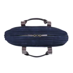 Porte-documents En Velours Marine - HARWINTON -Magasin De Bexley 0163501c harwinton velours marine et cuir chocolat 5