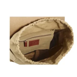 Sac à Dos En Toile Kaki Et Cuir Grainé Châtaigne - HUNTINGTON -Magasin De Bexley 01636018 huntington toile kaki et cuir graine chataigne 8