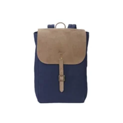 Sac à Dos En Toile Navy Et Velours De Chèvre Tabac - HUNTINGTON