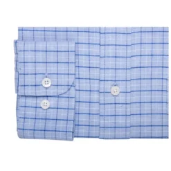 Chemise Bleue Twill à Carreaux - Poche Poitrine - BENETTH -Magasin De Bexley 016370bu benetth bleu ciel et bleu 3
