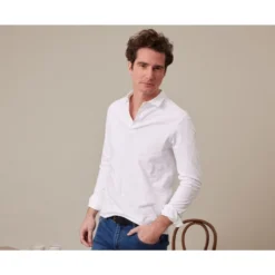 Polo Manches Longues Homme Blanc - AIDEN ML