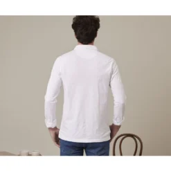 Polo Manches Longues Homme Blanc - AIDEN ML -Magasin De Bexley 01639004 aiden blanc 2bis