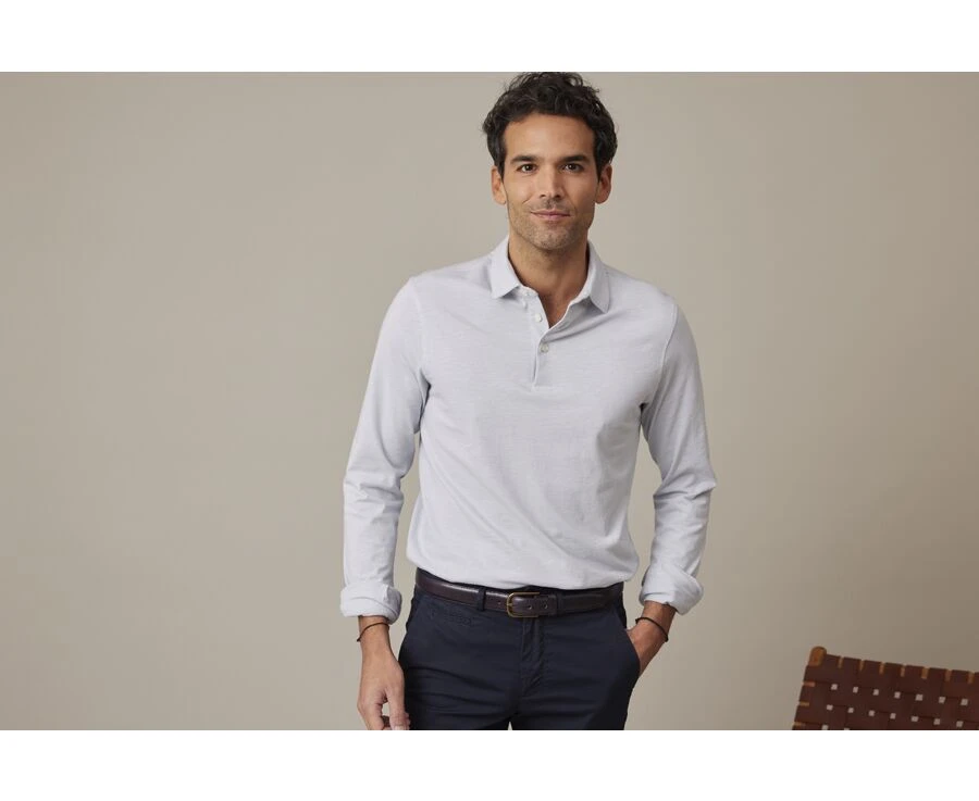 Polo Manches Longues Homme Bleu Clair - AIDEN ML 4 Polo Manches Longues Homme Bleu Clair - AIDEN ML – Image 2