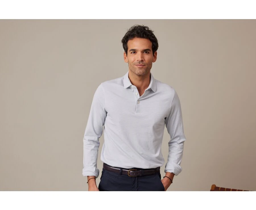 Polo Manches Longues Homme Bleu Clair - AIDEN ML 3 Polo Manches Longues Homme Bleu Clair - AIDEN ML