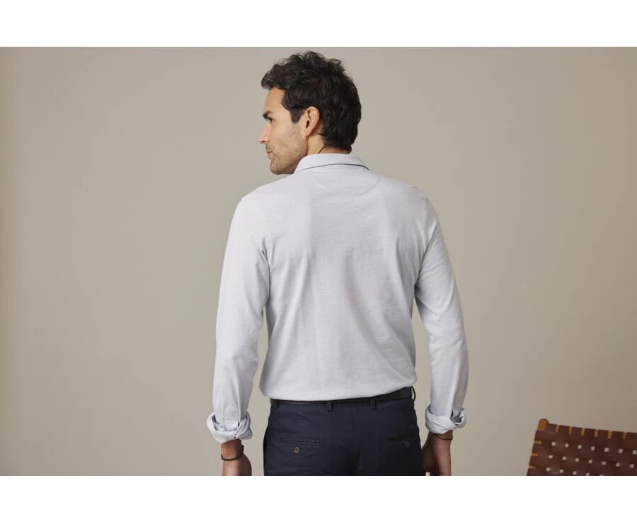 Polo Manches Longues Homme Bleu Clair - AIDEN ML 5 Polo Manches Longues Homme Bleu Clair - AIDEN ML – Image 3