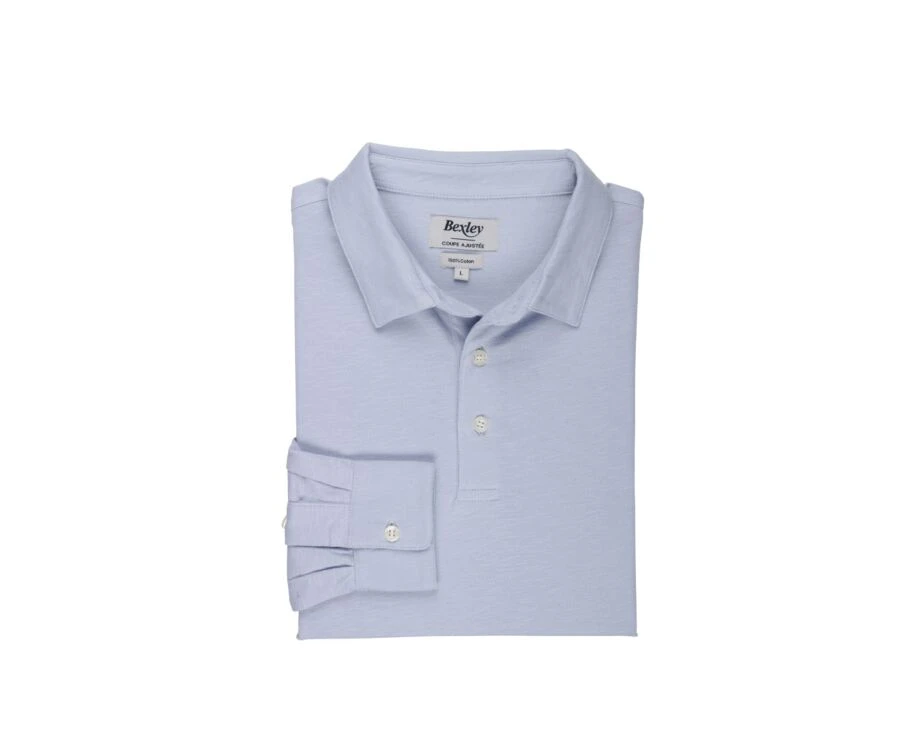 Polo Manches Longues Homme Bleu Clair - AIDEN ML 7 Polo Manches Longues Homme Bleu Clair - AIDEN ML – Image 5