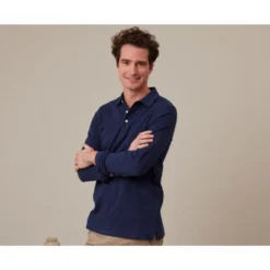 Polo Manches Longues Homme Navy - AIDEN ML
