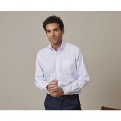 Chemise Bleu Clair En Coton Simple Fil - Col Américain - CADEN