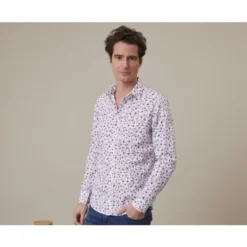 Chemise Imprimée Bleu Rouge Et Beige - RODÉRIC