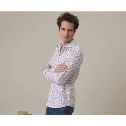 Chemise Imprimée Bleu Rouge Et Beige - RODÉRIC -Magasin De Bexley 016410cy roderic bleu rouge et beige 3