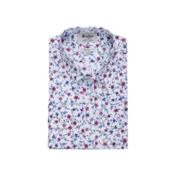 Chemise Imprimée Bleu Rouge Et Beige - RODÉRIC -Magasin De Bexley 016410cy roderic bleu rouge et beige 4 bis