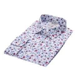 Chemise Imprimée Bleu Rouge Et Beige - RODÉRIC -Magasin De Bexley 016410cy roderic bleu rouge et beige 5 bis