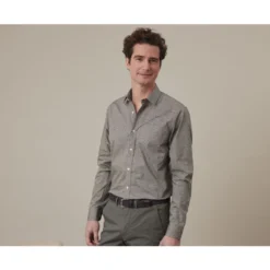 Chemise Imprimée Bleue Et Beige - ULDÉRIC