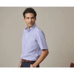 Chemise Homme Manches Courtes Bleu Océan à Rayures Blanches - SALVIEN MC 11 Chemise Homme Manches Courtes Bleu Océan à Rayures Blanches - SALVIEN MC -Magasin De Bexley 0164300f salvien mc bleu ocean et blanc 3