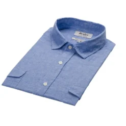 Chemise Homme Coton/lin Chambray Bleu Océan - SIPHÉRIN -Magasin De Bexley 016460cv sipherin chambray bleu ocean 5 bis