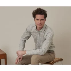 Chemise Vert Tilleul Imprimée Rouge - SYMPHORIEN -Magasin De Bexley 016470d4 symphorien vert tilleul et rouge c