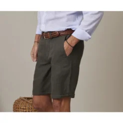 Bermuda Lin Olive Foncé - BORYS -Magasin De Bexley 01650049 borys olive fonce 3