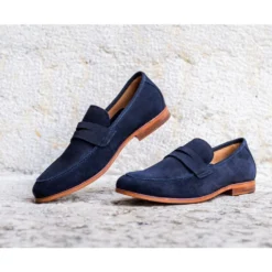 Mocassin Homme Cuir Velours Marine - DERVIO -Magasin De Bexley 01659016 dervio velours marine 6